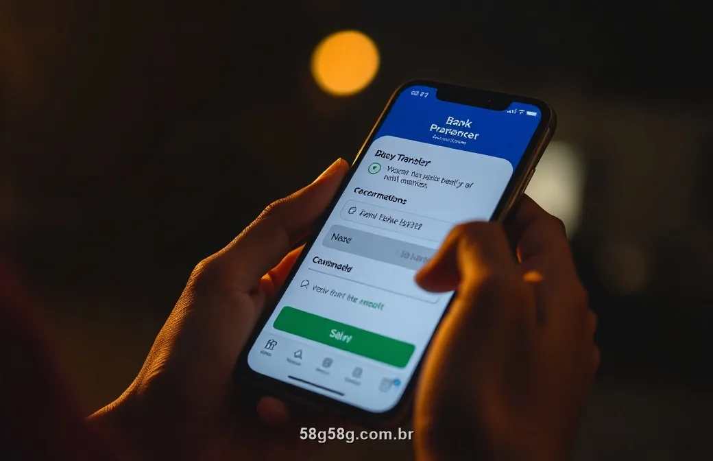 Pessoa confirmando um pagamento por PIX no celular à noite
